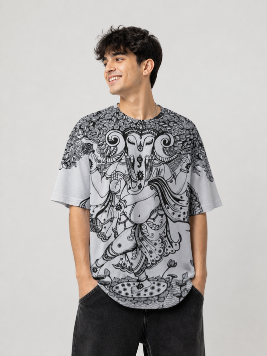 Anandha Bappa - All Over Printed Oversized T-shirt(Unisex) - Sanskari Swag