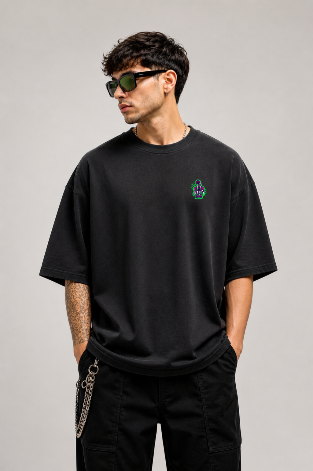 Sanskari Swag - Nasty Franky Oversized Terry T-shirt - Sanskari Swag