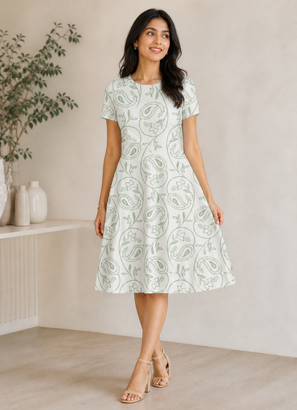 Mint Mood A-Line Dress - Sanskari Swag
