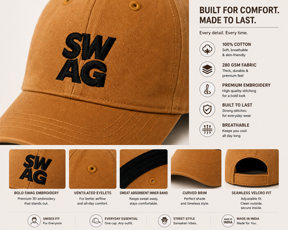 SWAG - Khaki Baseball Cap - Sanskari Swag