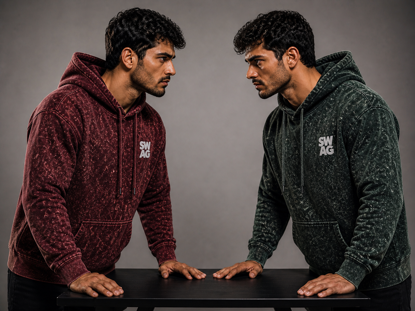 SWAG Acid Wash Hooded SweatShirt - Sanskari Swag