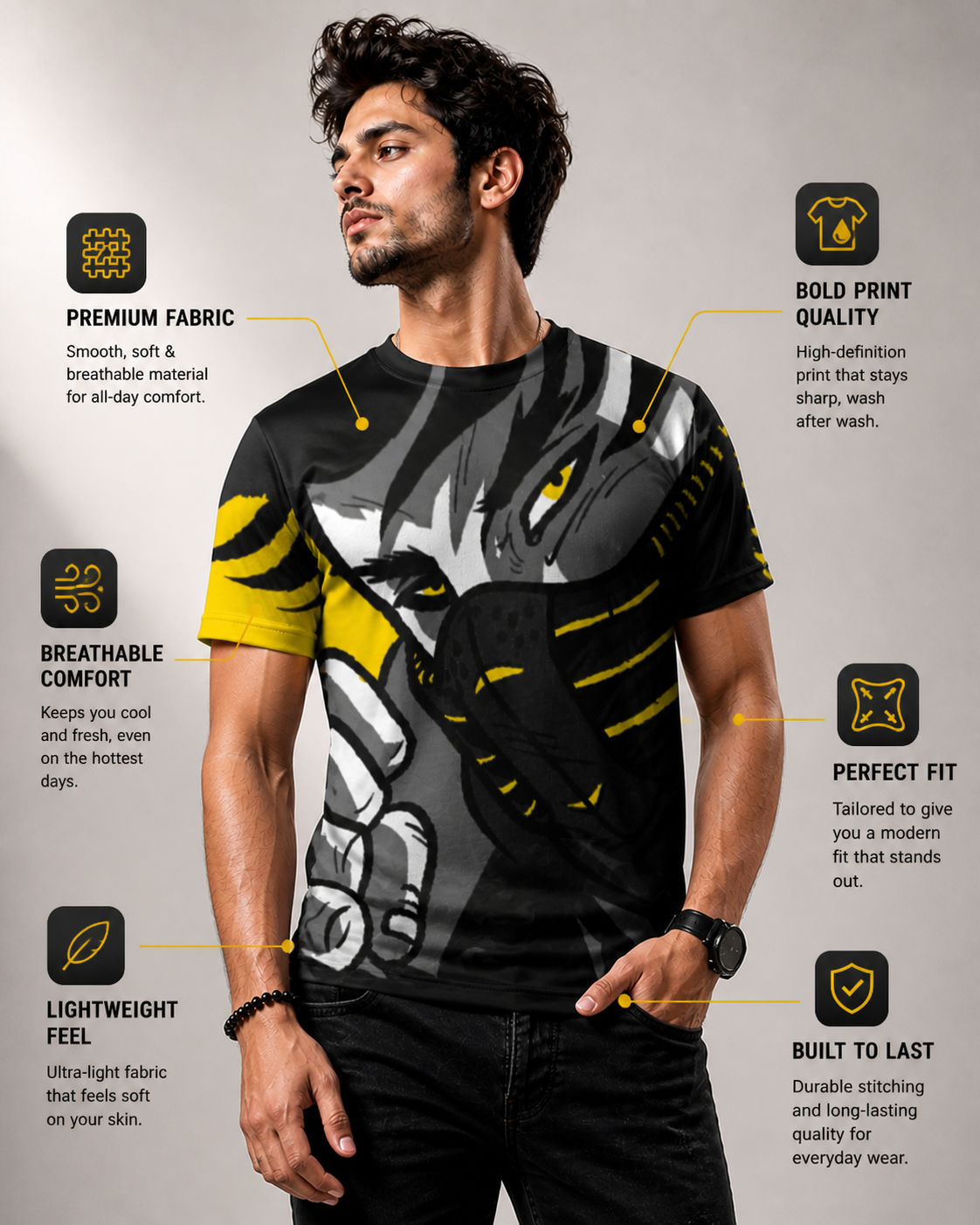 All Over Printed Rebel T-Shirt - Sanskari Swag