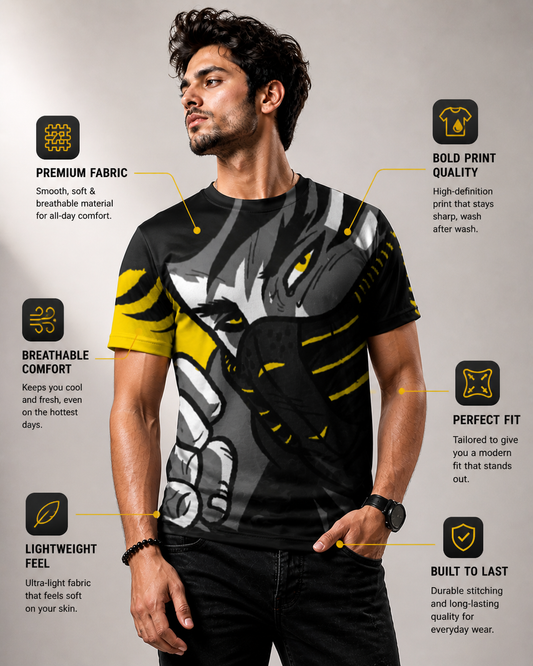 All Over Printed Rebel T-Shirt - Sanskari Swag