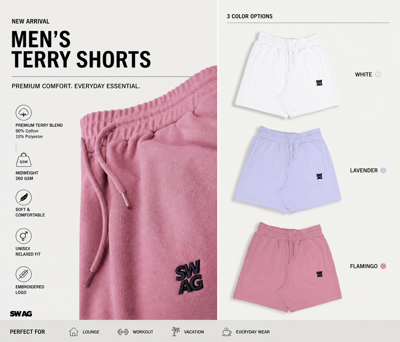 Luxe Terry Shorts - Unisex Essential - Sanskari Swag