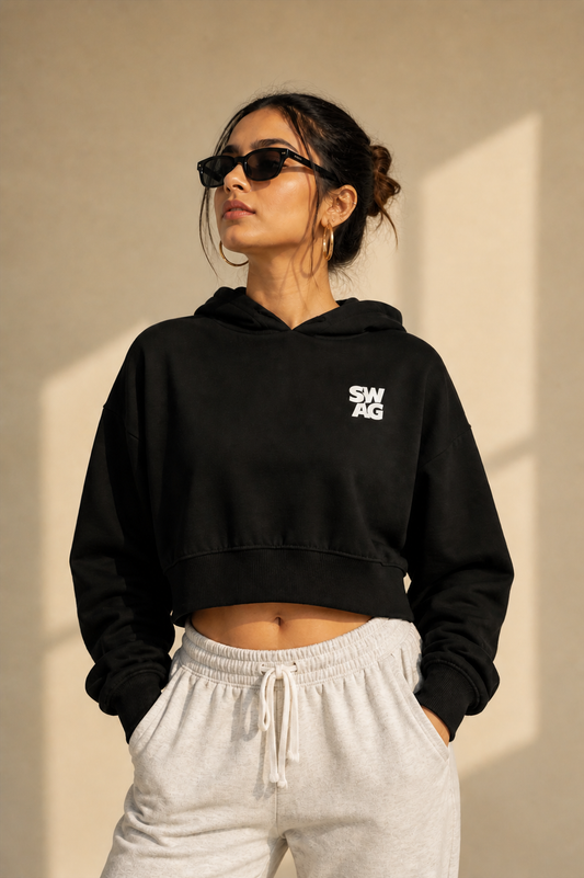 Swag Luxe Crop Hoodie - Sanskari Swag