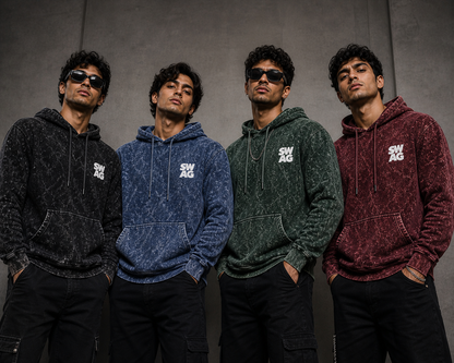 SWAG Acid Wash Hooded SweatShirt - Sanskari Swag
