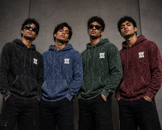 SWAG Acid Wash Hooded SweatShirt - Sanskari Swag