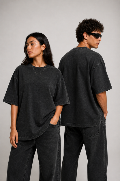 Aaraam™ Acid Wash Oversized Tee - Sanskari Swag
