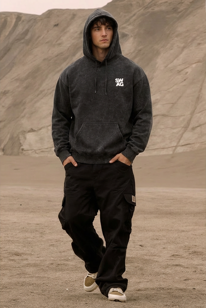 SWAG Acid Wash Hooded SweatShirt