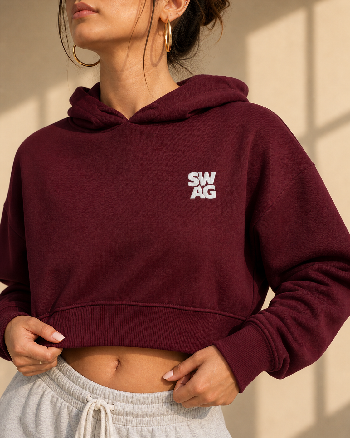 Swag Luxe Crop Hoodie - Sanskari Swag