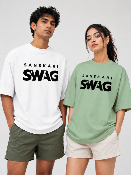 Sanskari Swag - Oversized Terry T-shirt - Sanskari Swag