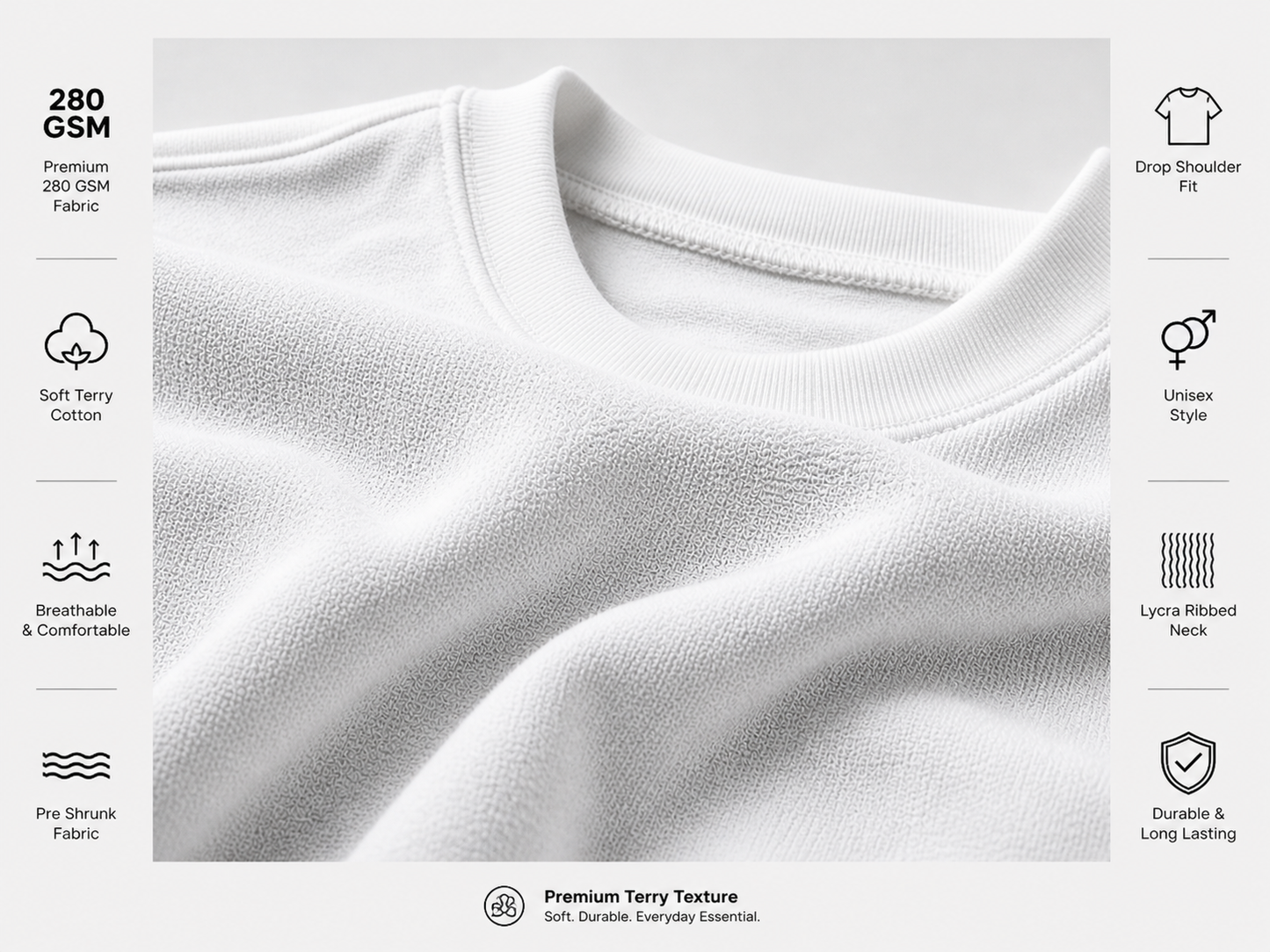 SWAG Oversized Terry T-shirt - White - Sanskari Swag
