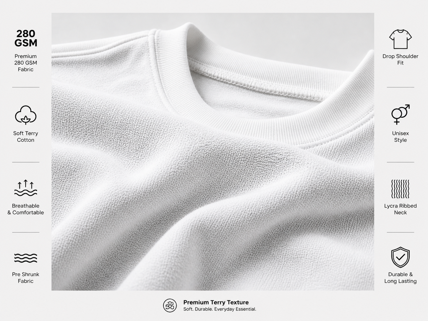 SWAG Oversized Terry T-shirt - White - Sanskari Swag