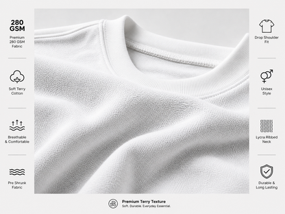 SWAG Oversized Terry T-shirt - White - Sanskari Swag