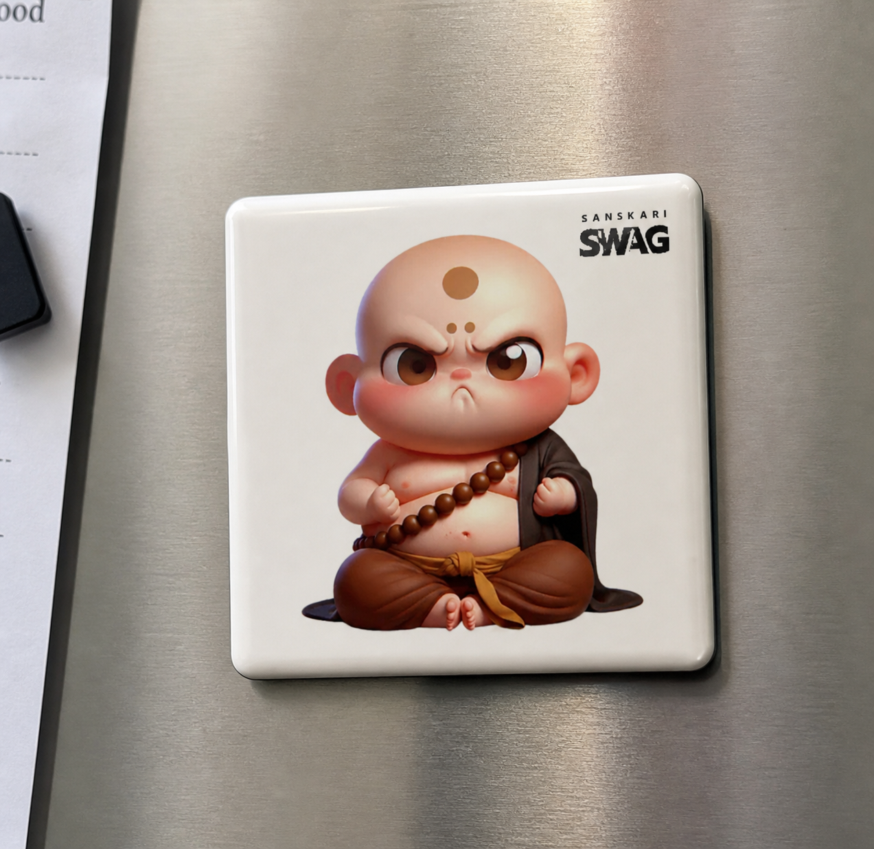 SANSKARI SWAG - Cute Little Angry Buddha Fridge Magnet - Sanskari Swag