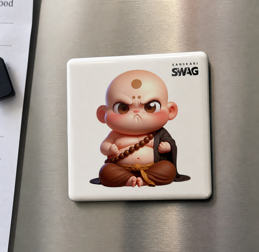 SANSKARI SWAG - Cute Little Angry Buddha Fridge Magnet - Sanskari Swag